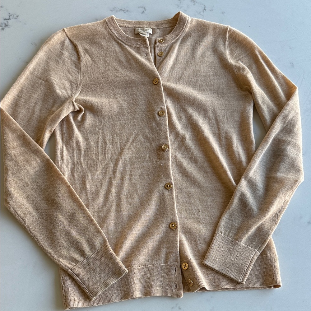 J. Crew Factory Beige Women's Cardigan with Gold Buttons